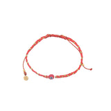 Bracelet cordon rouge et doré oeil rouge plat