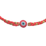 Bracelet cordon rouge et doré oeil rouge plat