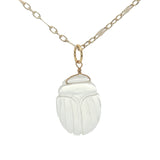 Collier doré scarabée taillé dans du quartz citron 42 cm