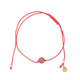 Fine wire bracelet with red and black flat eye