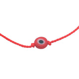 Fine wire bracelet with red and black flat eye