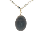 Collier doré scarabée taillé dans du quartz fumé 42 cm