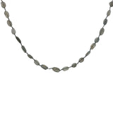 Collier doré perles en labradorite et noeuds gris 75 cm