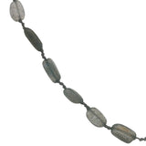 Collier doré perles en labradorite et noeuds gris 75 cm