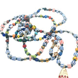 Collier poisson doré émail rouge perles multicolores 90 cm