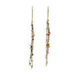 Golden hanging earrings with stones