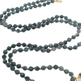 Collier doré perles grises arbre de vie onyx noire 75 cm