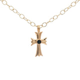 Collier doré croix baroque avec onyx noire 60 cm