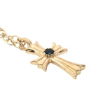 Collier doré croix baroque avec onyx noire 60 cm