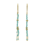 Golden hanging earrings with stones