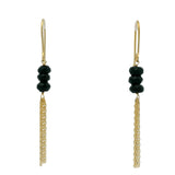 Golden earrings with 3 stones and chains