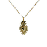 Collier santa maria préhnite et coeur 50cm