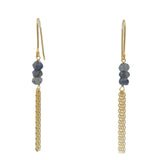 Golden earrings with 3 stones and chains