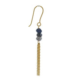 Golden earrings with 3 stones and chains