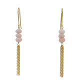 Golden earrings with 3 stones and chains