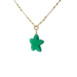 Collier doré étoile de mer et onyx verte 42cm