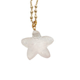 Collier doré étoile de mer quartz rose 42cm
