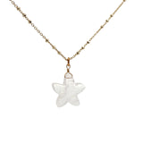 Collier doré étoile de mer quartz rose 42cm