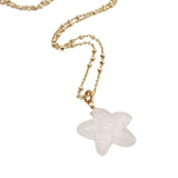 Collier doré étoile de mer quartz rose 42cm