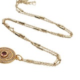 Collier doré clef tourmaline rose zircons 50 cm