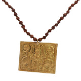 Collier perles de bois et médaille jungle Ganesh 75cm