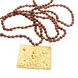 Collier perles de bois et médaille jungle Ganesh 75cm