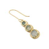 Boucles d'oreilles trilogie en labradorite, prehnite et pierre de lune