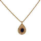 Collier doré goutte martelée lapis lazulis 50 cm