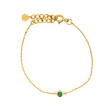 Bracelet doré onyx verte ronde sertie clos