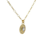 Collier doré médaille ovale et zircons 50cm