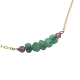 Collier doré rubis zoisite 38 cm