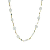 Gold necklace with round natural stones