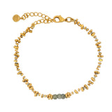 Bracelet doré trilogie labradorite avec boules et couronnes dorées