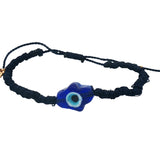 Bracelet doré cordon bleu marine main de Fatma bleue en verre soufflé