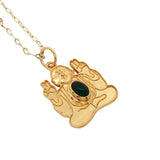 Collier doré Bouddha onyx verte 42 cm