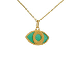 Golden necklace with oval eye in natural stone