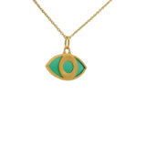 Golden necklace with oval eye in natural stone