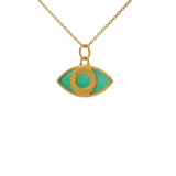 Golden necklace with oval eye in natural stone