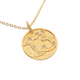 Gold necklace with number 13 medal and white zircons