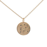 Gold necklace with number 13 medal and white zircons