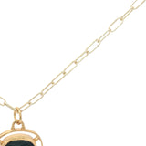 Collier doré médaillon ovale ajouré avec onyx noire 50 cm