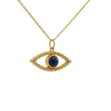 Collier doré oeil ajouré pierre lapis et zircons