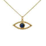 Collier doré oeil ajouré pierre lapis et zircons