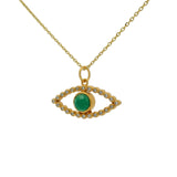Gold necklace with openwork eye, stone and zircons