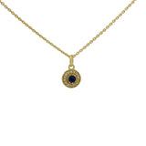 Gold necklace with small round stone and zircon medal