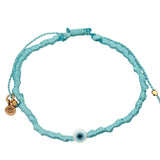 Twisted turquoise cord bracelet with eye