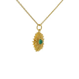 Gold daisy and stone necklace