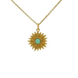 Gold daisy and stone necklace