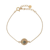 Bracelet doré médaille labradorite zircons