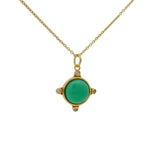 Collier doré Onyx verte cabochon et zircons